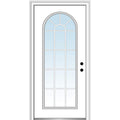 Steel Primed Left Hand In-Swing Prehung Front Door Full Lite Round Top Clear Glass 36" x 80" A565