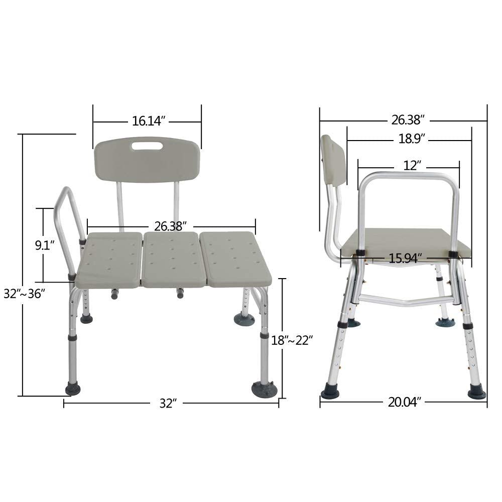 Bathtub Transfer Bench Bath Chair with Back and Handle J248872
