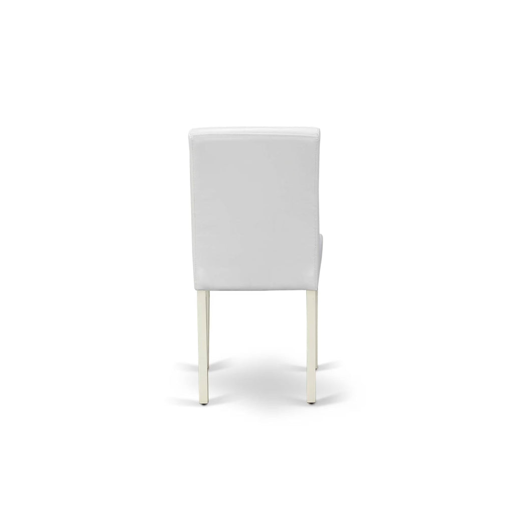 3 Piece Round Dining Table Set with 2 White Faux Leather Chairs O82076