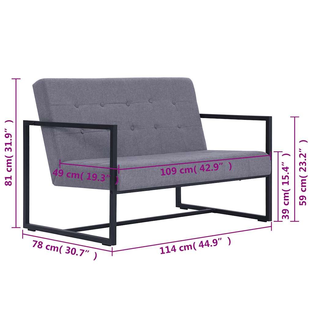 Light Gray Fabric 2 Seater Loveseat Sofa with Steel Legs R771638