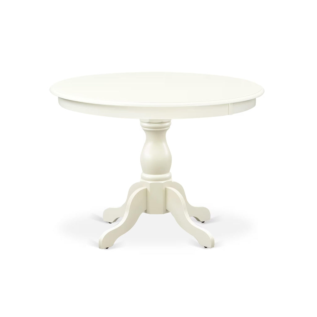 3 Piece Round Dining Table Set with 2 White Faux Leather Chairs O82076