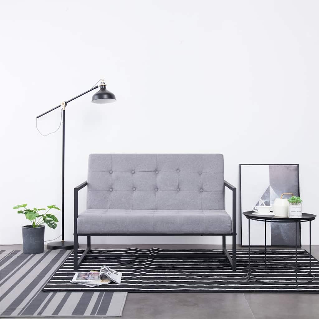 Light Gray Fabric 2 Seater Loveseat Sofa with Steel Legs R771638