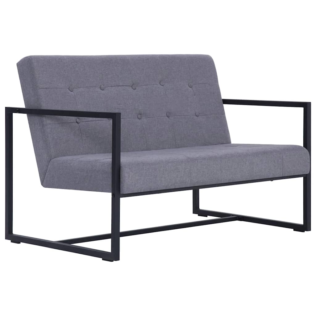 Light Gray Fabric 2 Seater Loveseat Sofa with Steel Legs R771638