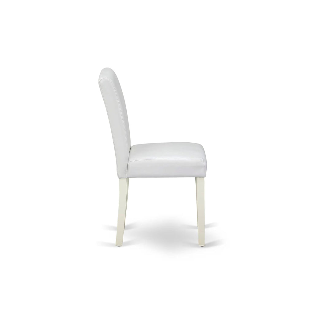3 Piece Round Dining Table Set with 2 White Faux Leather Chairs O82076