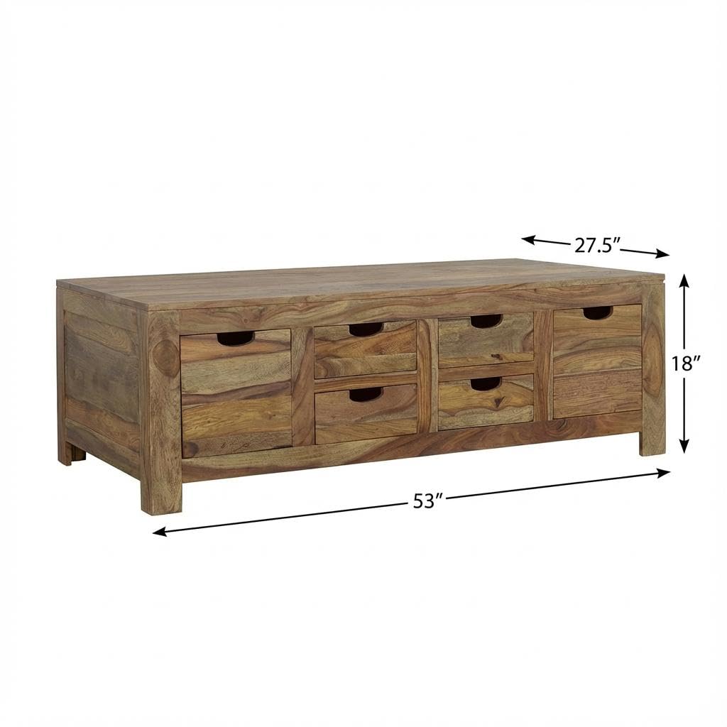 Brown 6 Drawer Solid Wood Coffee Table X8258