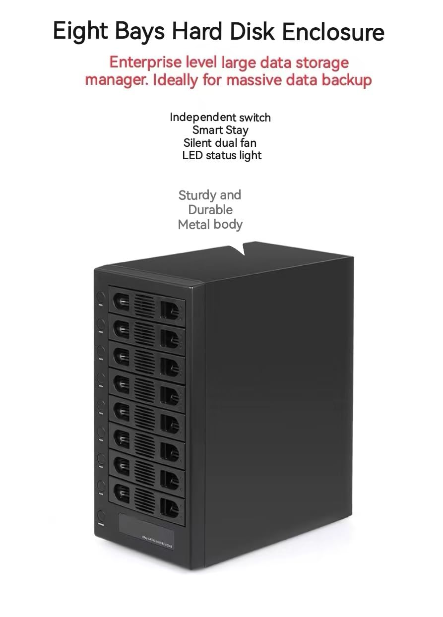 8 Bay Tool Less Hot Swap 2.5" 3.5" SATA USB 3.0 Enclosure K664409