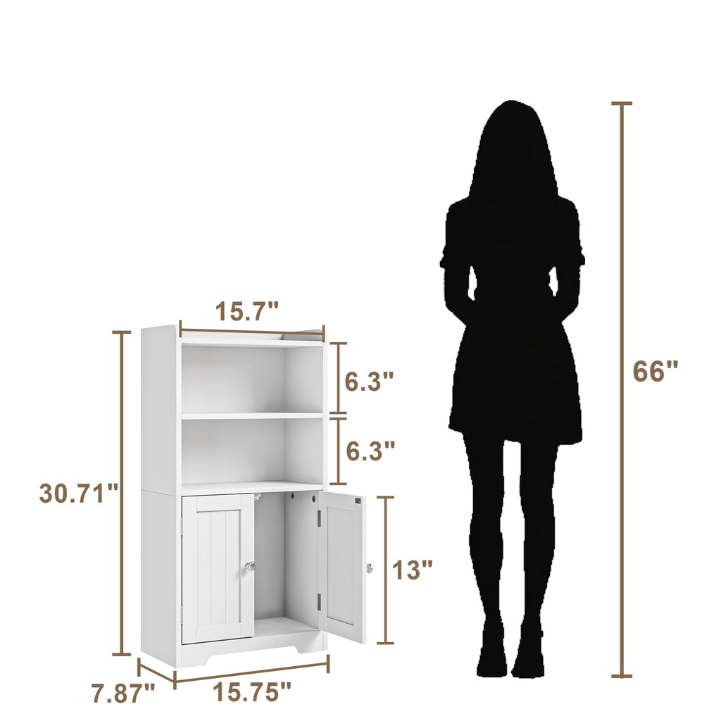 Small Bathroom Storage Cabinet with 2 Door and Shelves V9658