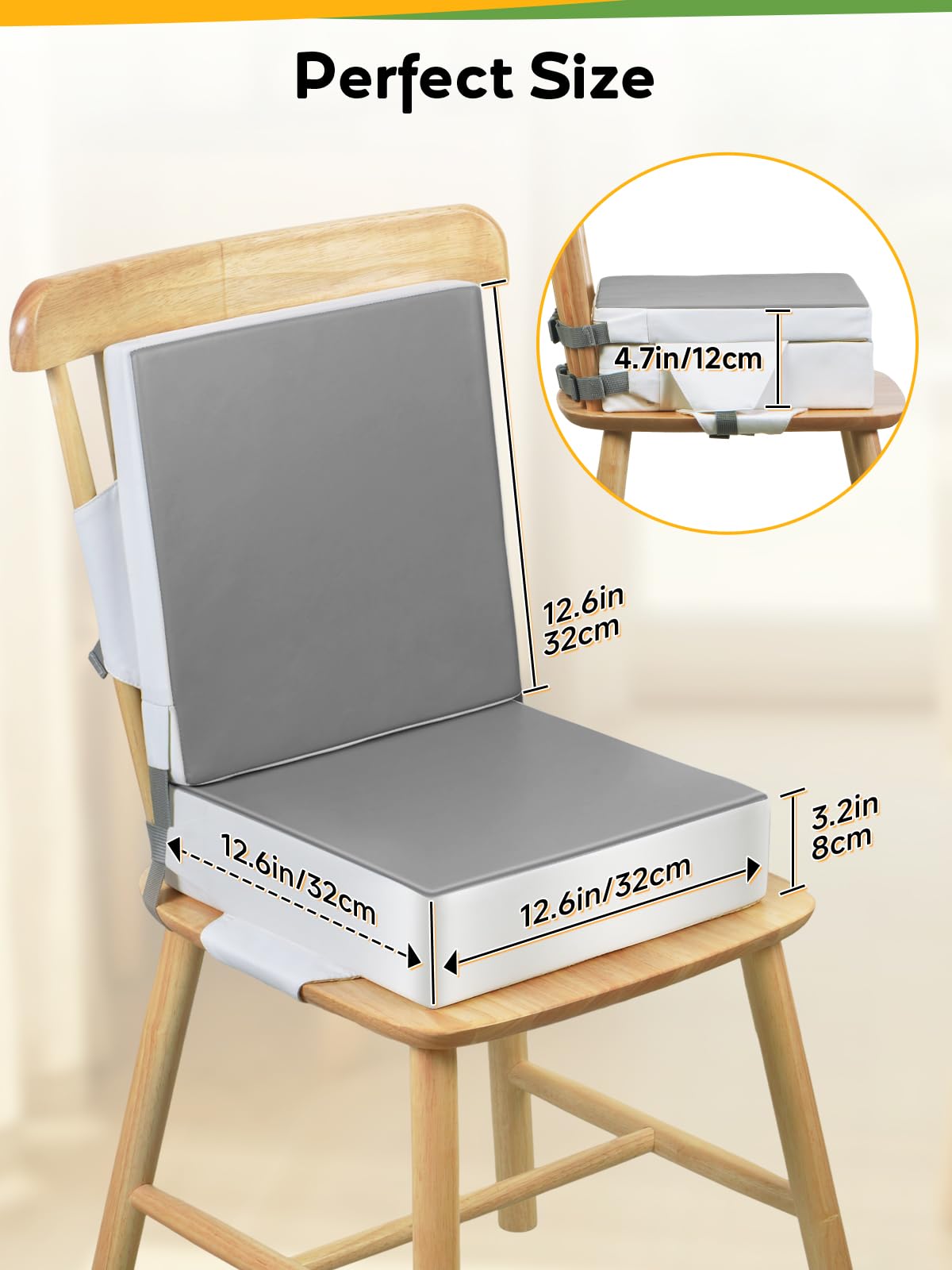 Grey Toddler Booster Seat for Kitchen Chair U24248