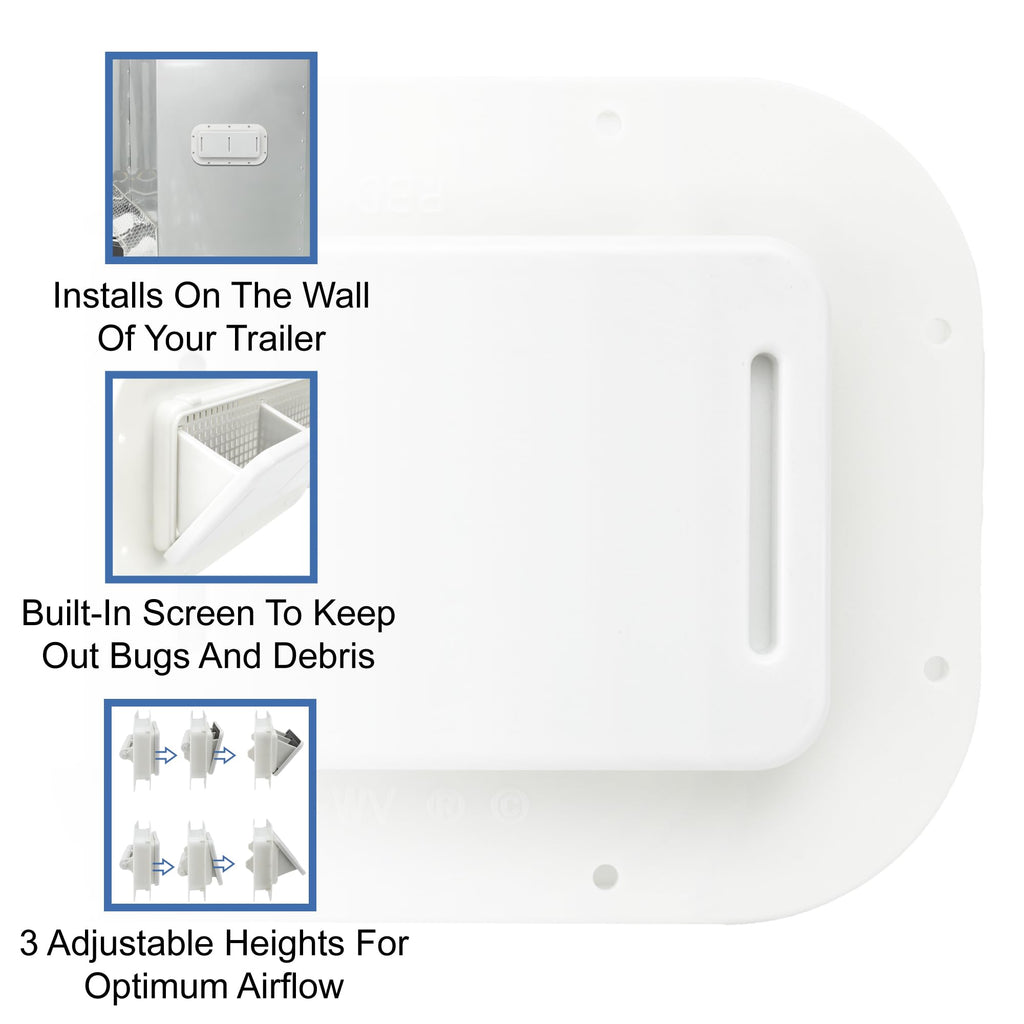 Two Way Plastic Vent with Trim Ring and Built-in Screen, 2 Pack, White U976