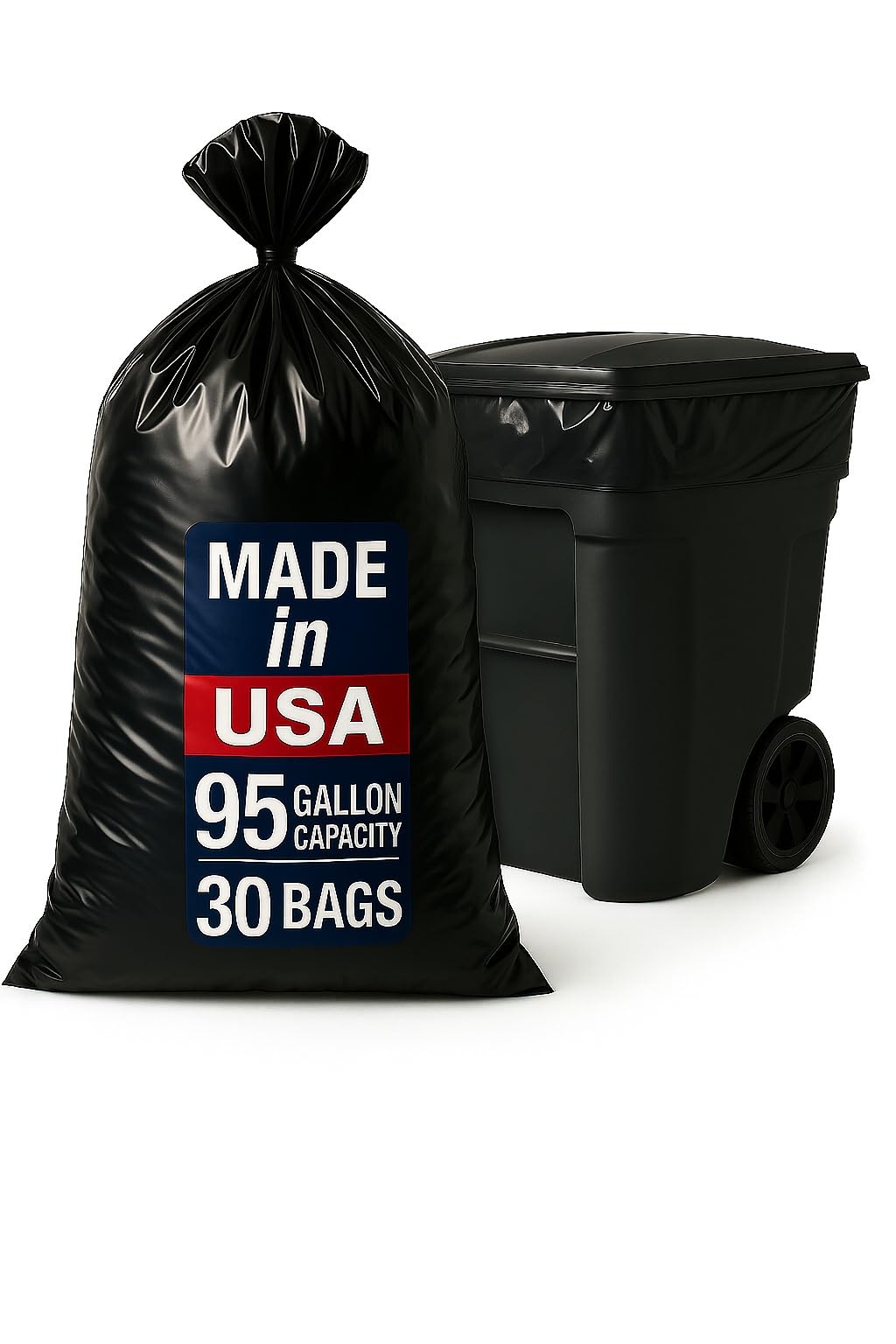 95–96 Gallon 30 Count 2.5 Mil Black Trash Bags W29031