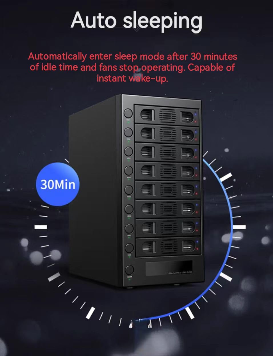 8 Bay Tool Less Hot Swap 2.5" 3.5" SATA USB 3.0 Enclosure K664409