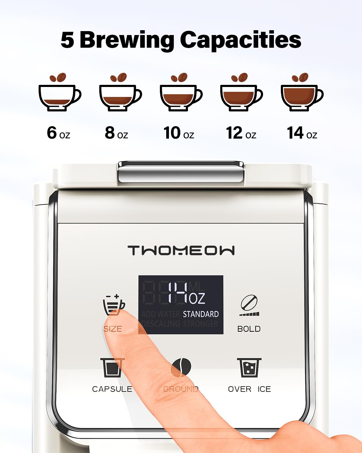 Single Serve Coffee Maker for K Cup and Grounds, White H739876