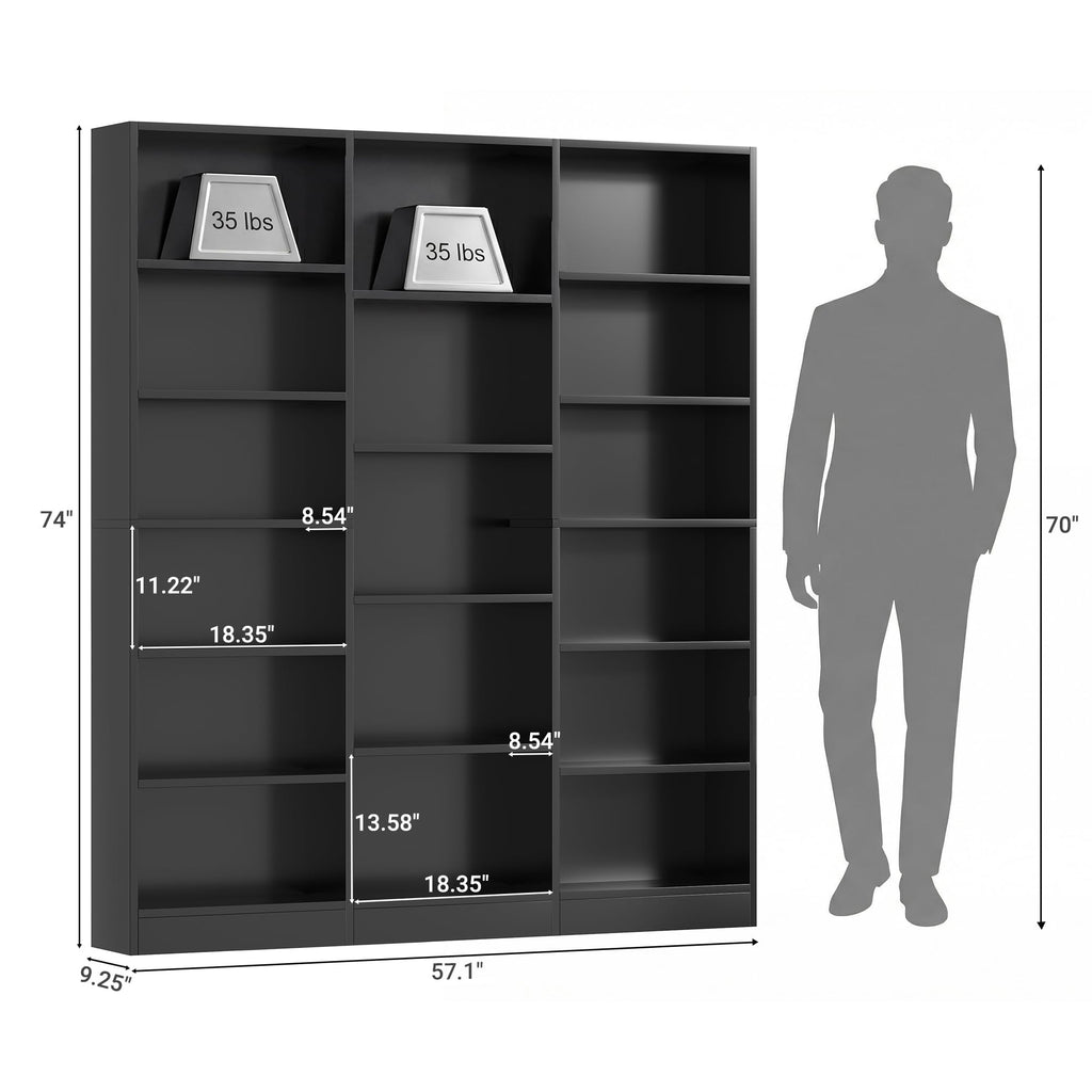 Black 6 Tier 17 Shelf Bookshelf N3626