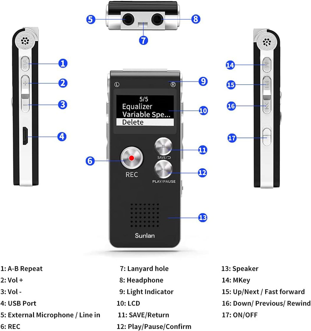 16GB Voice Recorder with Playback V810601