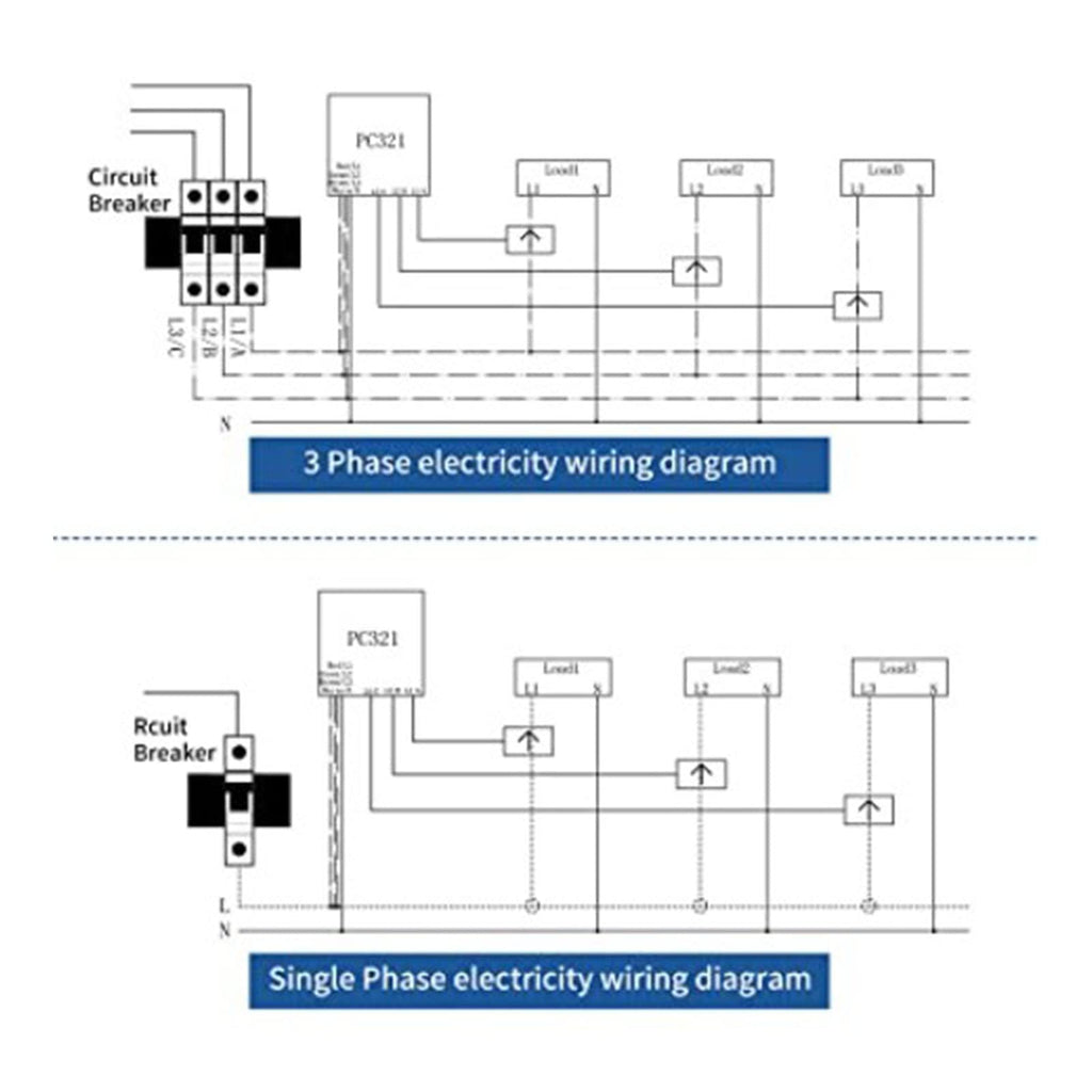 3 Phase Smart Electricity Power Monitor with 3 120A Circuit Level Sensor B8819