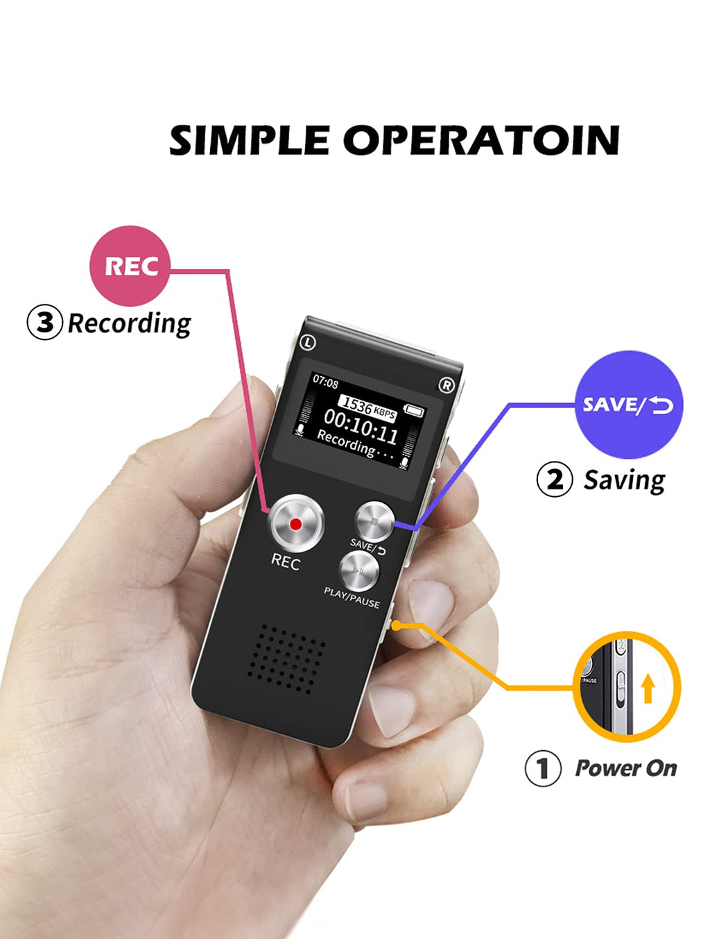 16GB Voice Recorder with Playback V810601