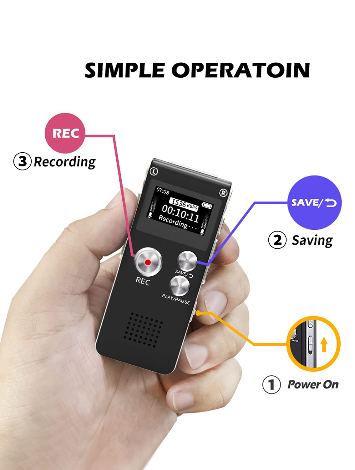 16GB Voice Recorder with Playback V810601