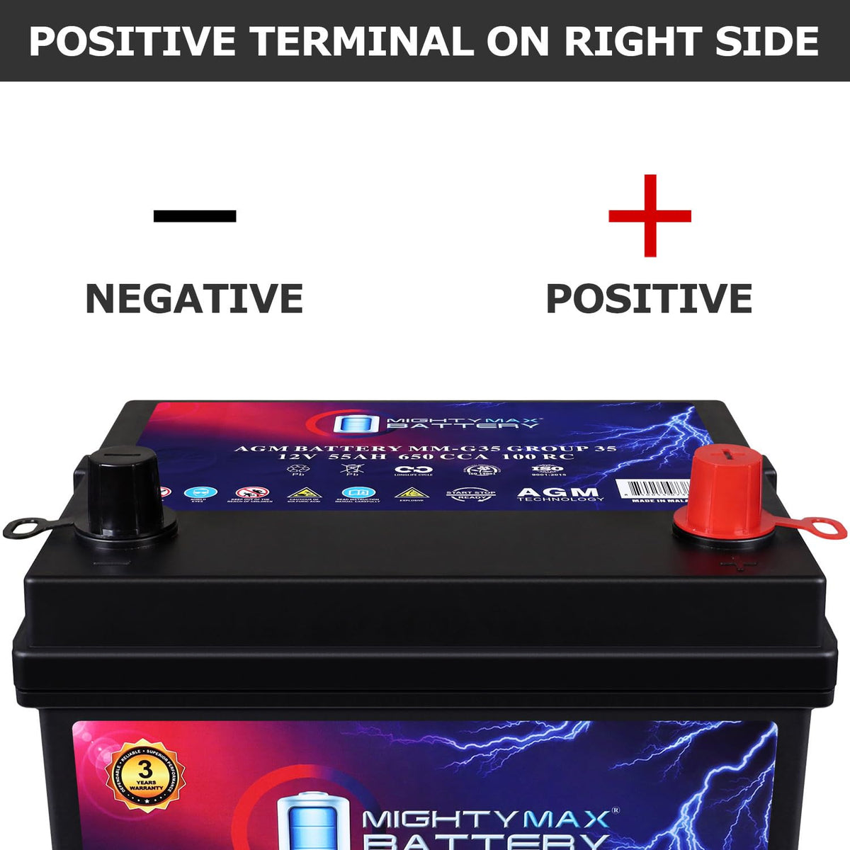 12V 55Ah AGM Replacement Battery C8387