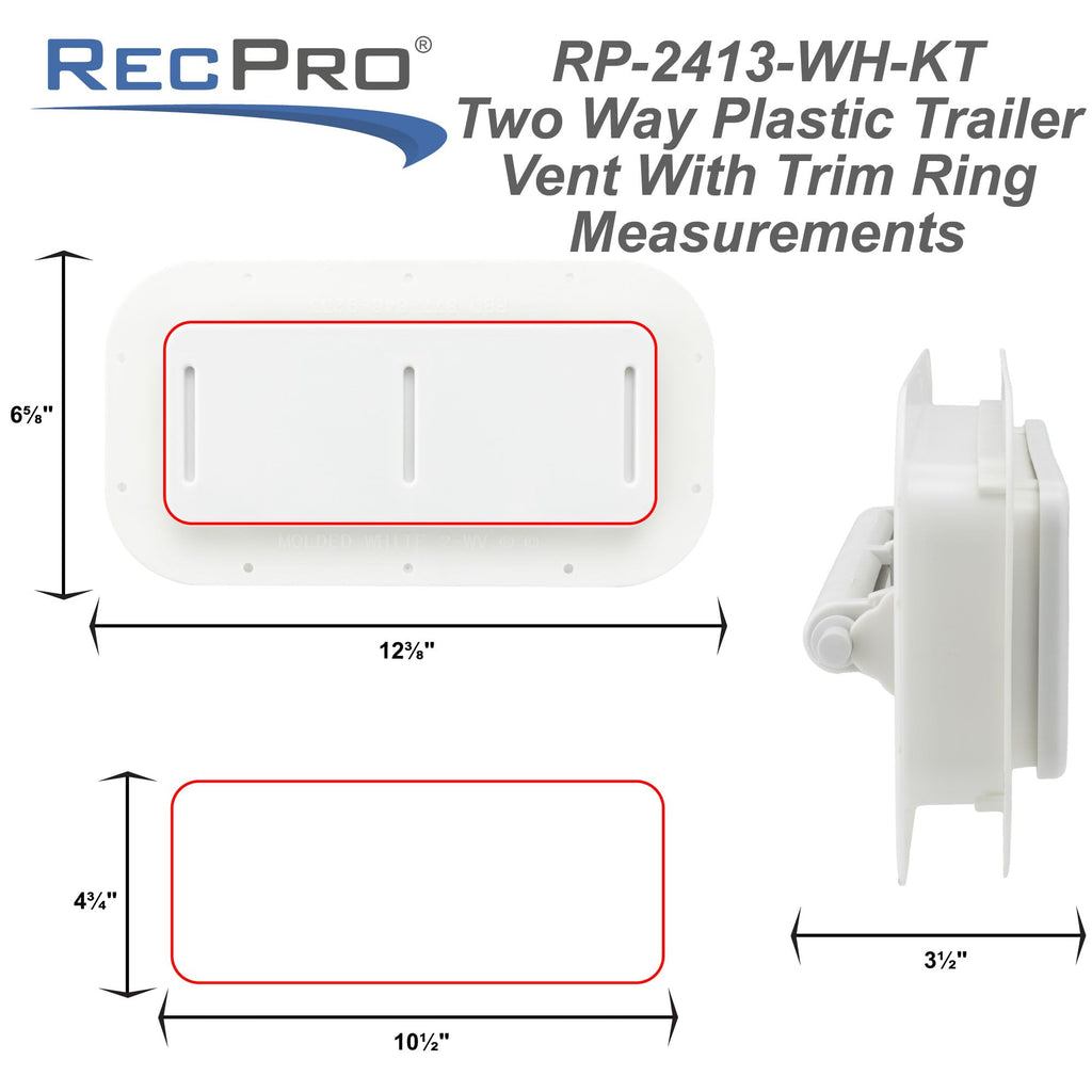 Two Way Plastic Vent with Trim Ring and Built-in Screen, 2 Pack, White U976