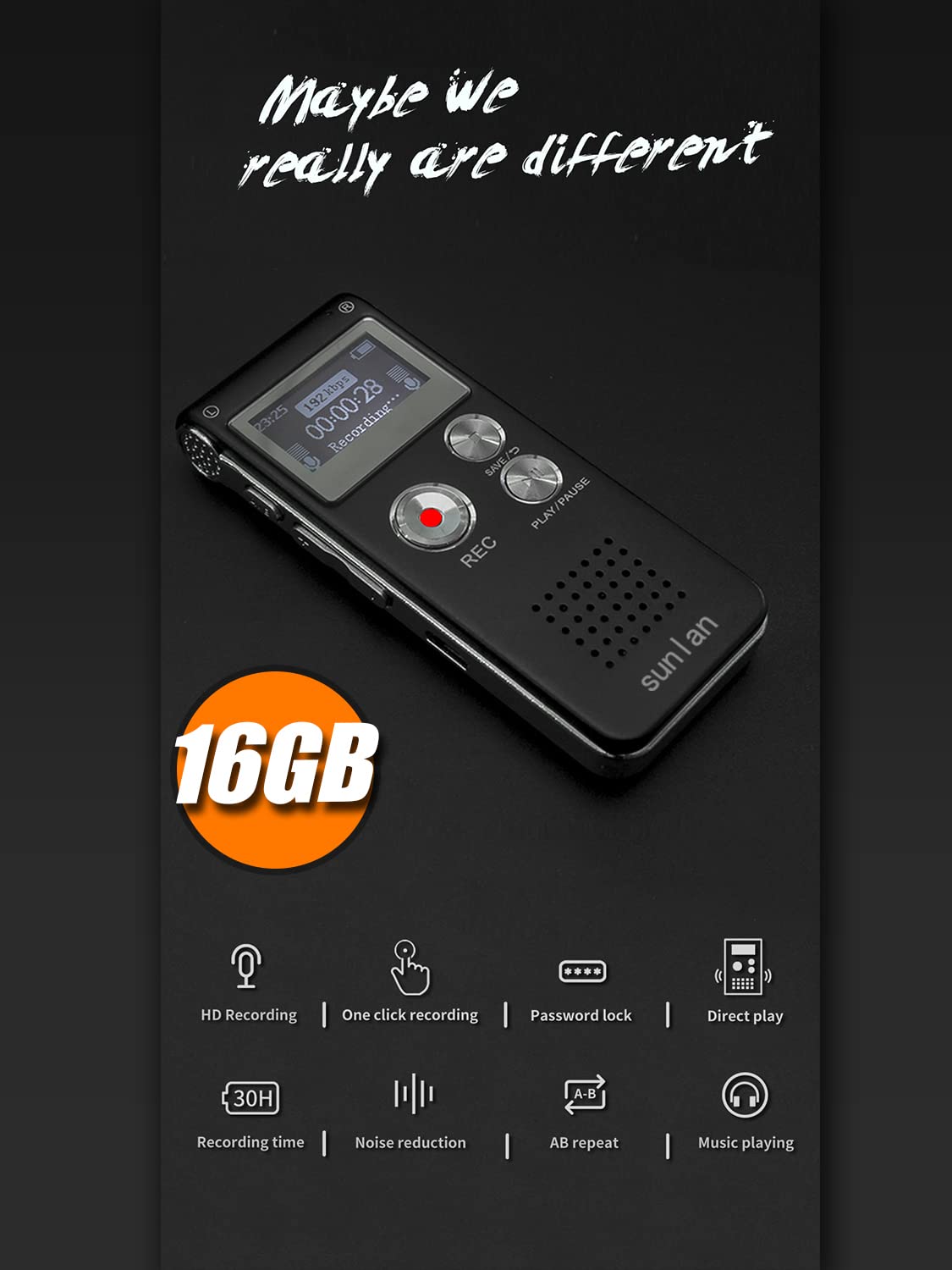 16GB Voice Recorder with Playback V810601
