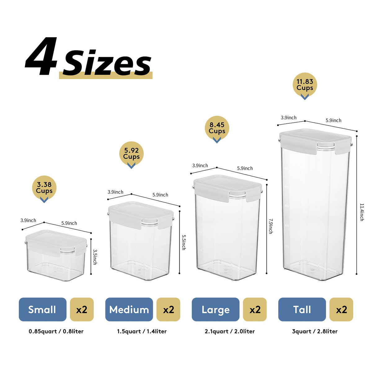 Airtight Pet Food Storage Containers with Lids, BPA Free Plastic 8-Pack G389