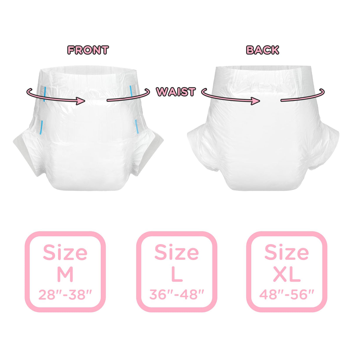 Adjustable Adult Diaper 10 Pieces White Medium I279596