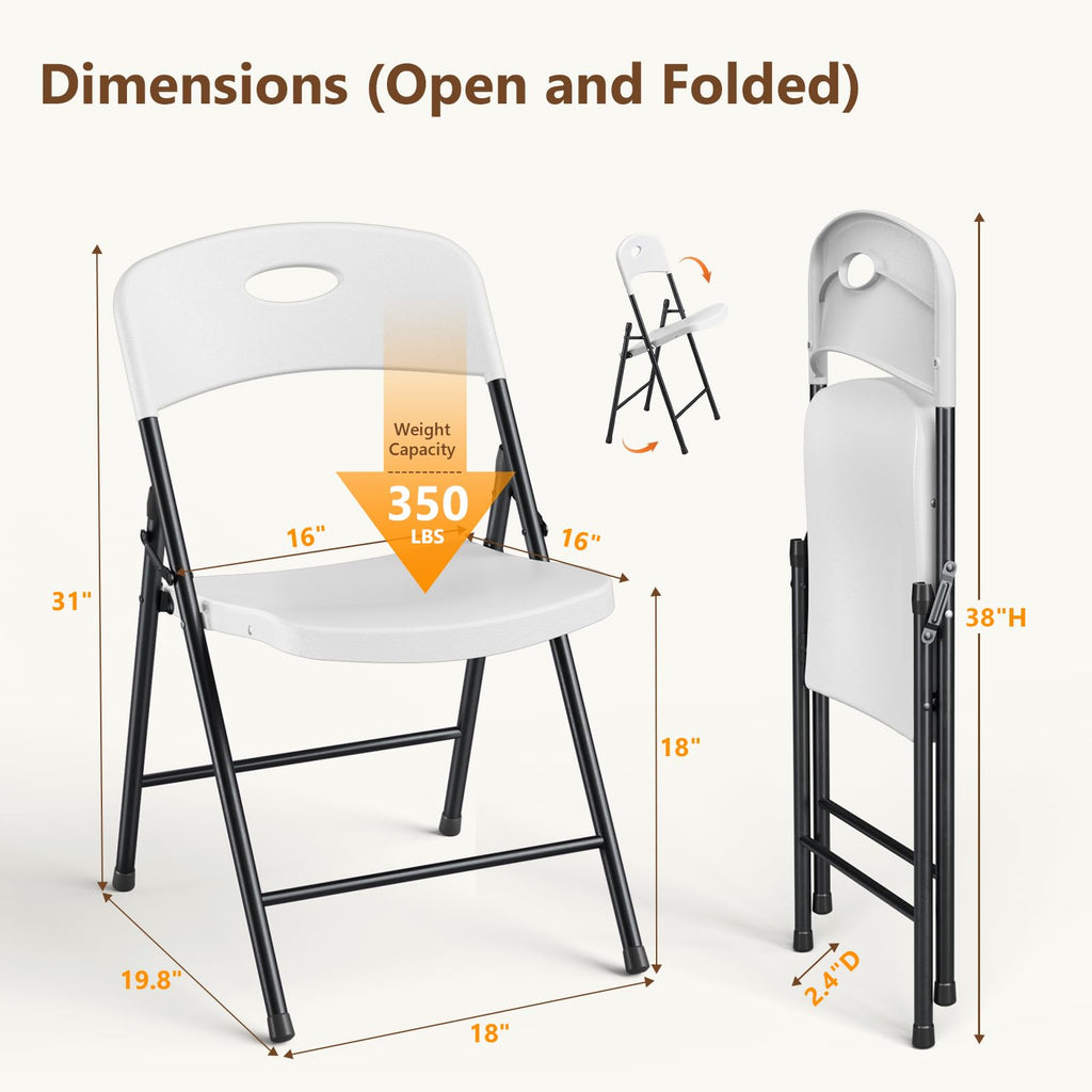 White 10 Pack Plastic Folding Chair N78819
