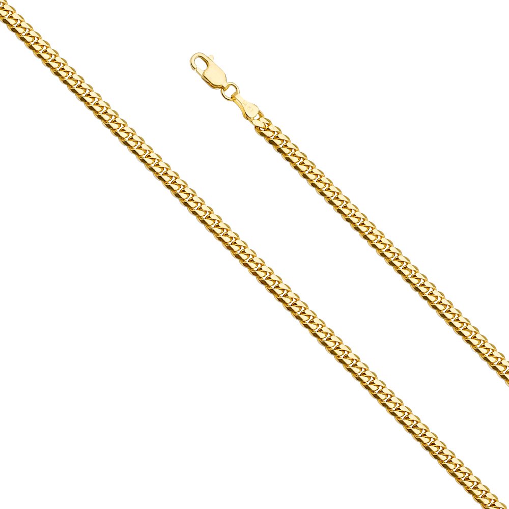 14k Yellow Gold Solid Cuban Curb Chain Necklace J90329