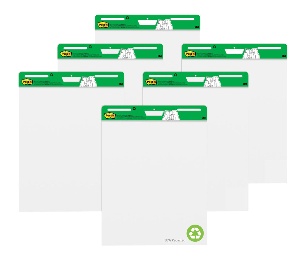 White Recycled Paper Easel Pad 25 in x 30 in 6 Pads/Pack W48727