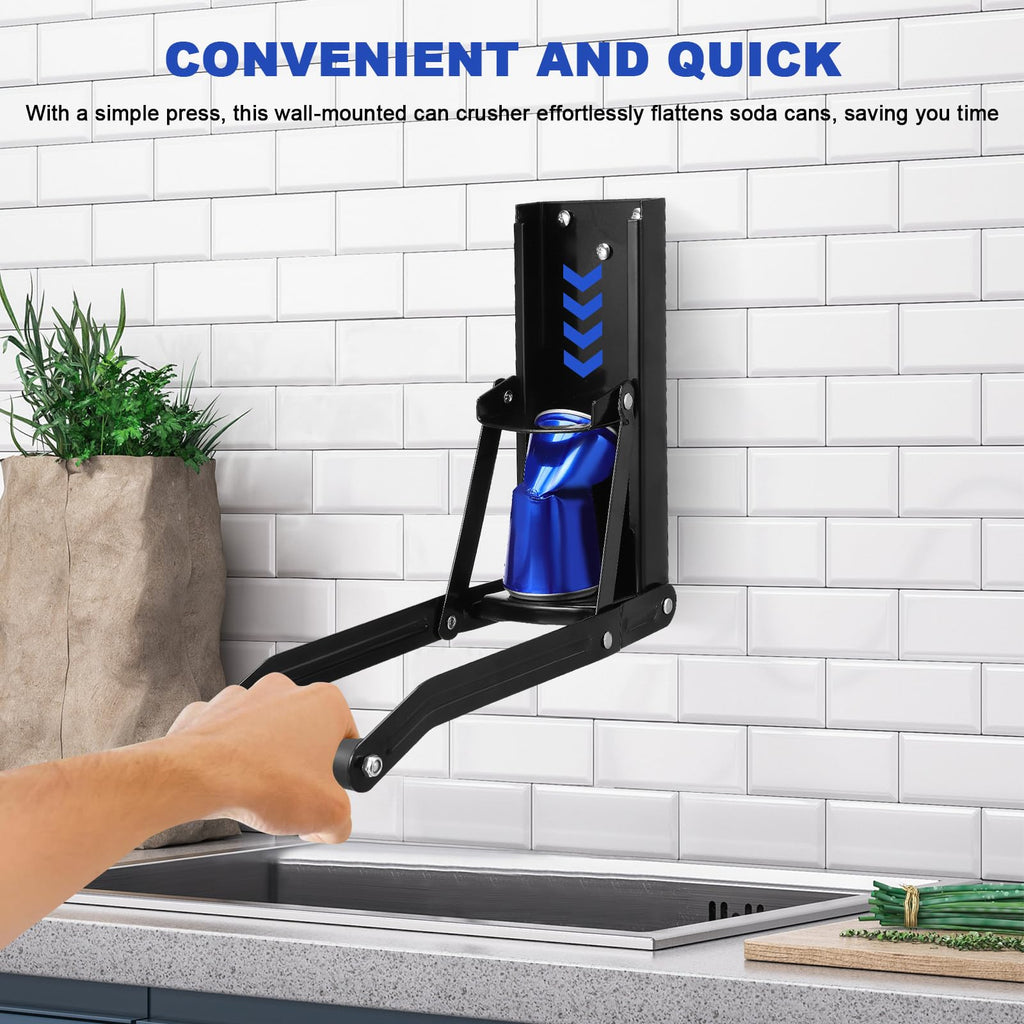 Black Wall Mounted Can Crusher with Bottle Opener O53618