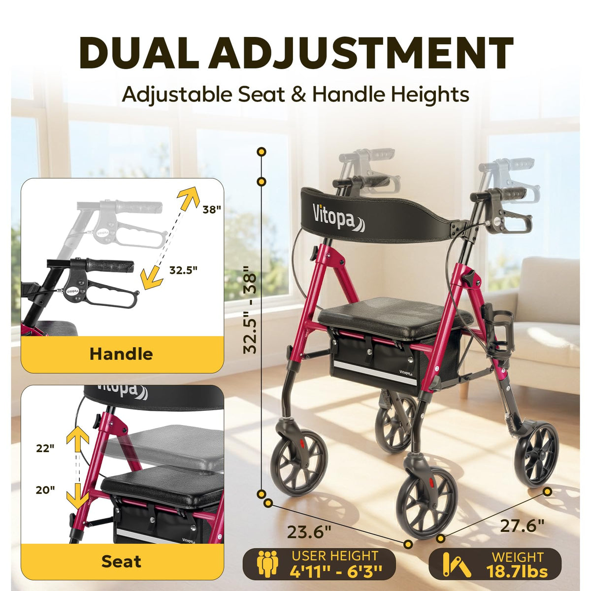 Foldable Rollator with Seat Z4783