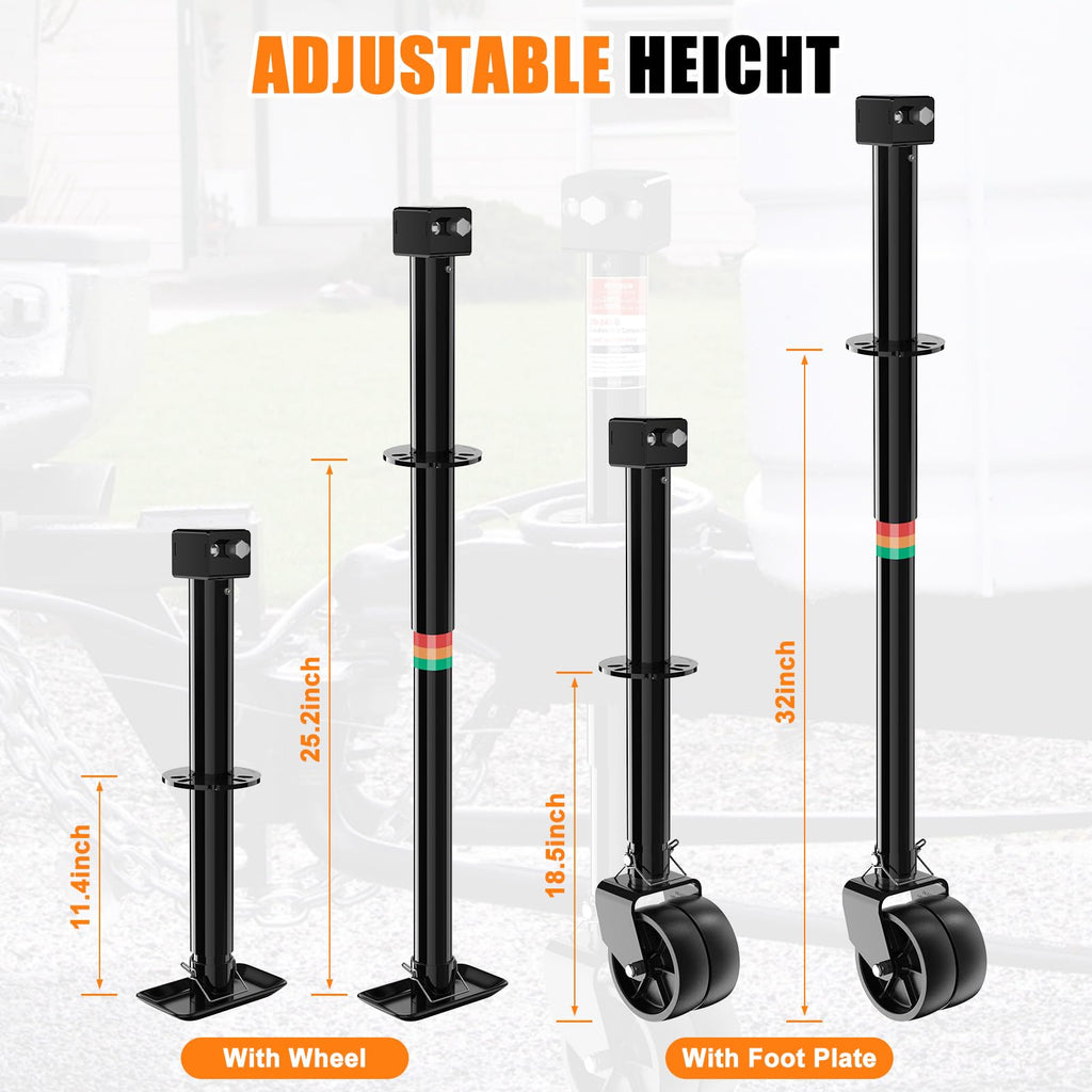 A-Frame Trailer Jack 2-in-1 5000lbs Foot Plate & 2000lbs Dual-Wheel A391230