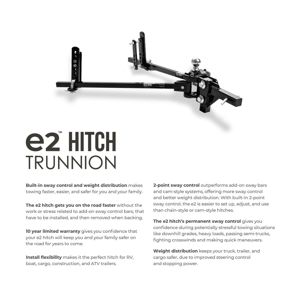 2-Point Sway Control Trunnion Hitch, 10,000 Lbs Trailer Weight Rating E675421