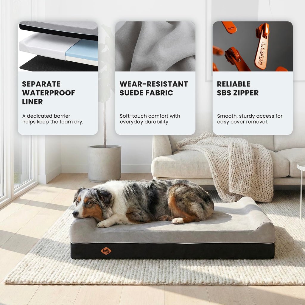 Slate Grey Memory Foam Orthopedic Dog Bed N918492