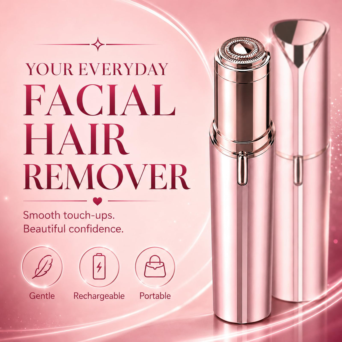 USB Rechargeable Facial Hair Remover with LED Light F654
