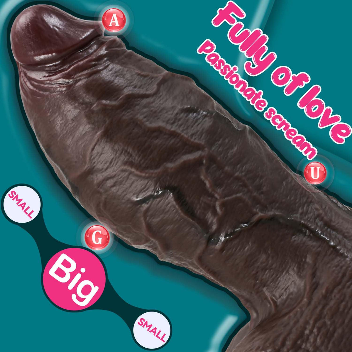 9.4 Inch Girth Black Curved Dual Density Dildo with Suction Cup N838
