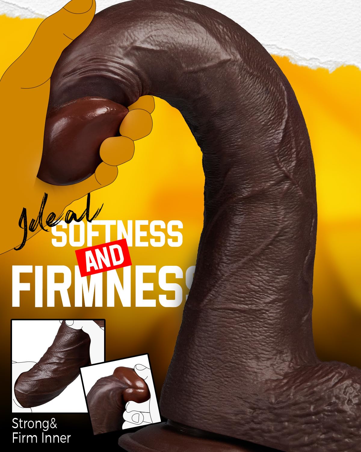 12 Inch Black Realistic Dildo with Suction Cup M504