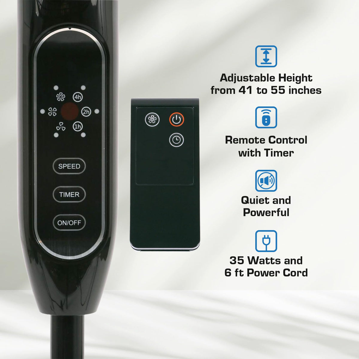 Black 16" Oscillating Pedestal Stand Fan with Remote Control E225646