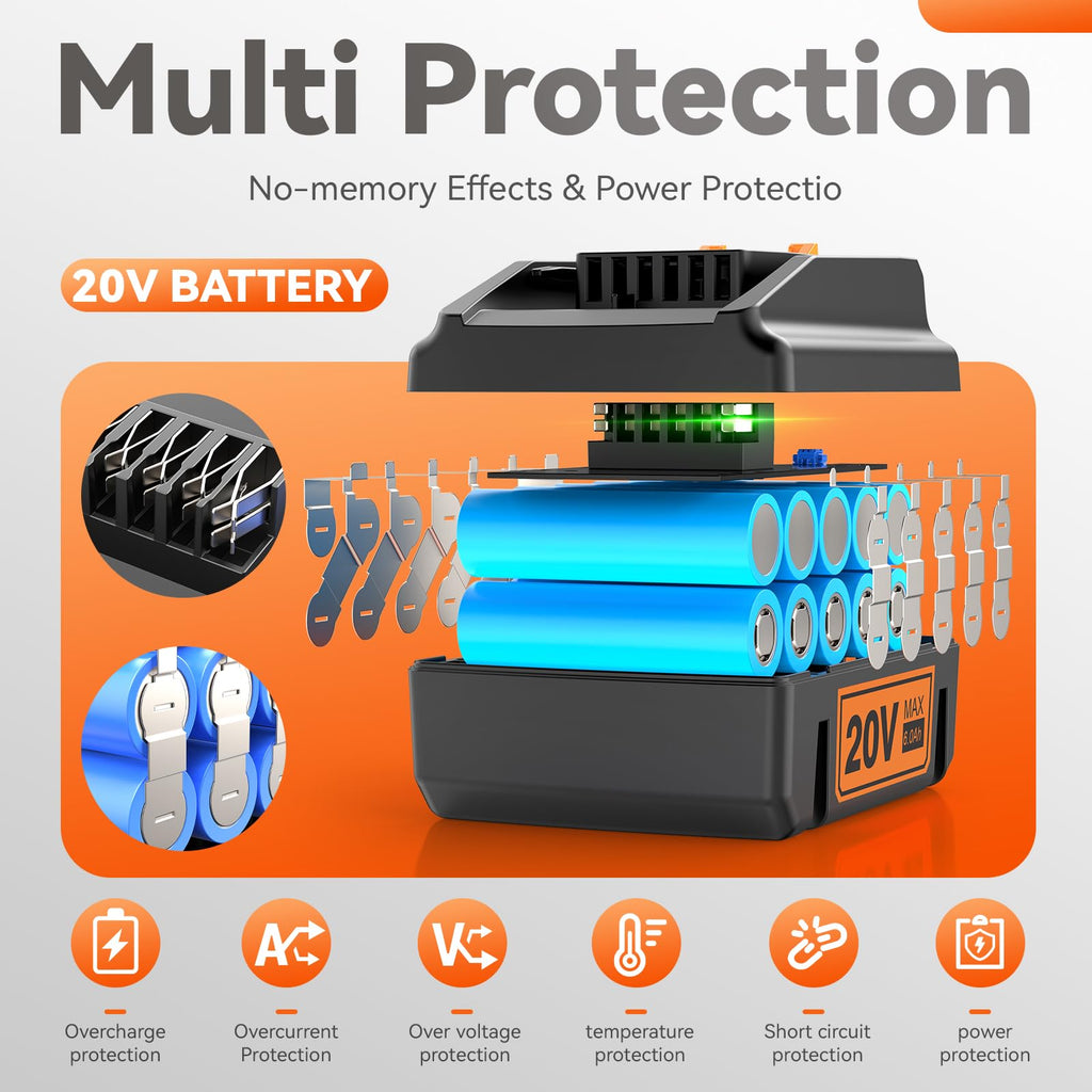 20V Lithium ion Battery 6.0Ah 2 Pack J408539
