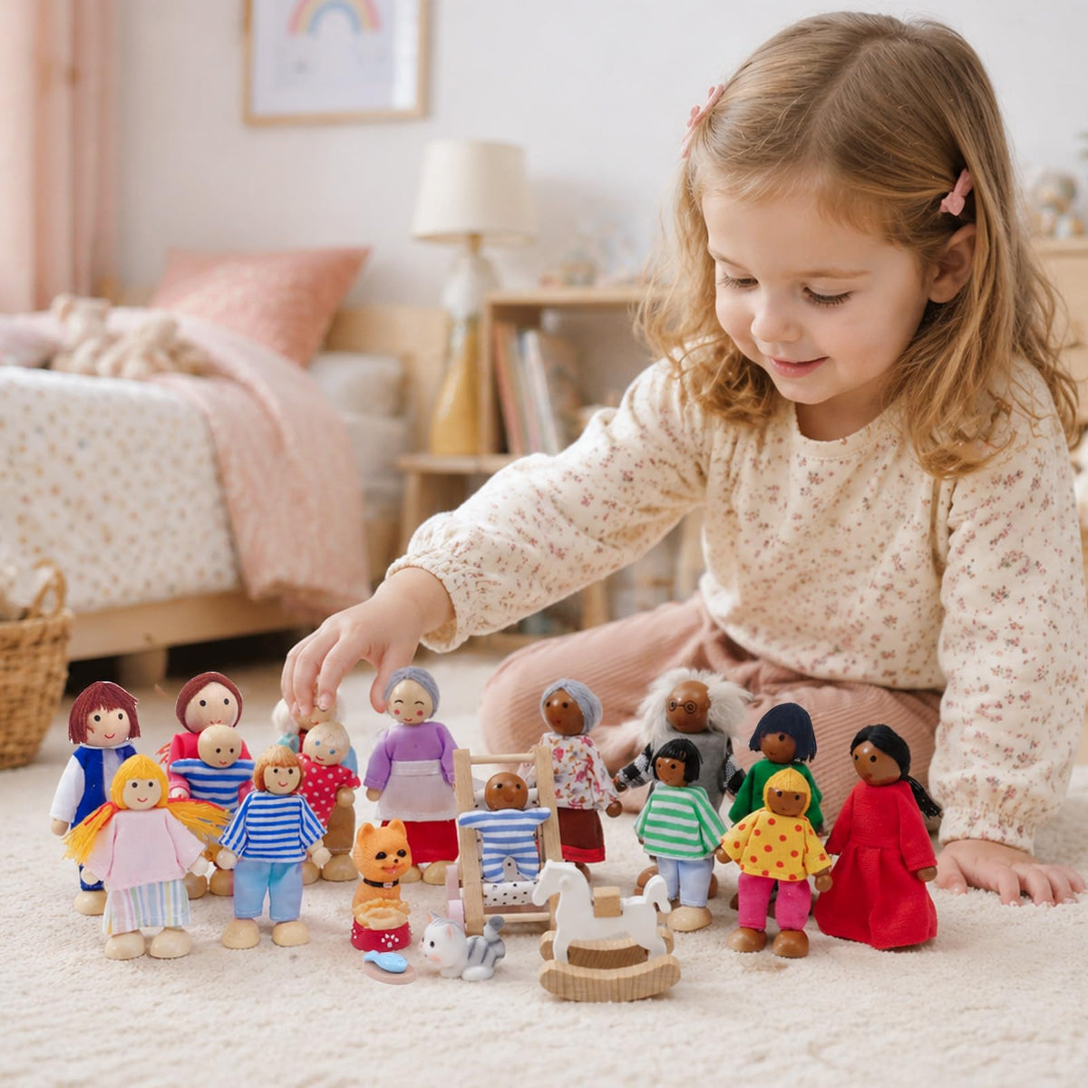 Wooden Dollhouse Family Set Figures T878