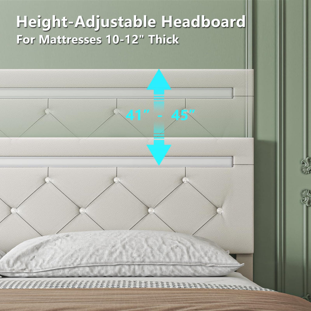 Full Size Bed Frame with LED Light and Storage Drawers S11482
