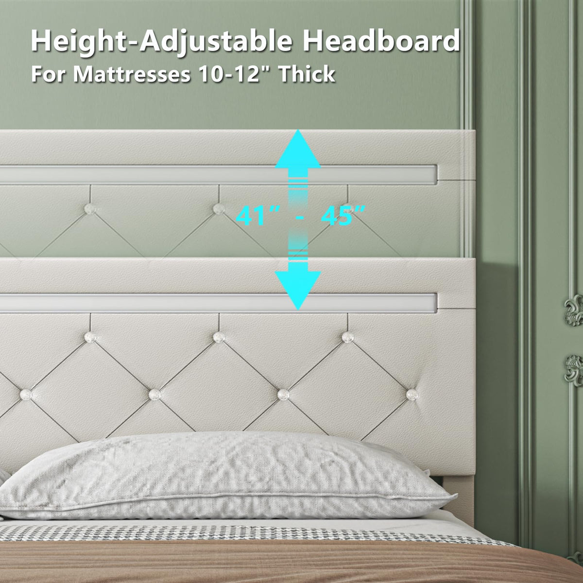 Full Size Bed Frame with LED Light and Storage Drawers S11482