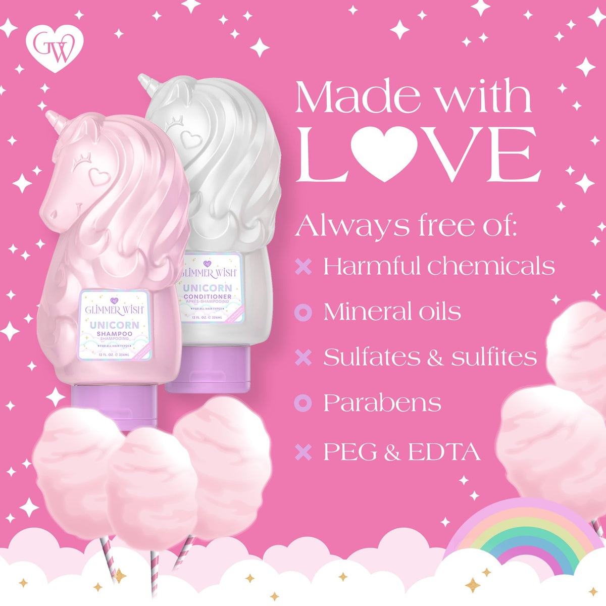 Unicorn Shampoo + Conditioner Tropical Beach Scent 2 x 12 Fl Oz H873145