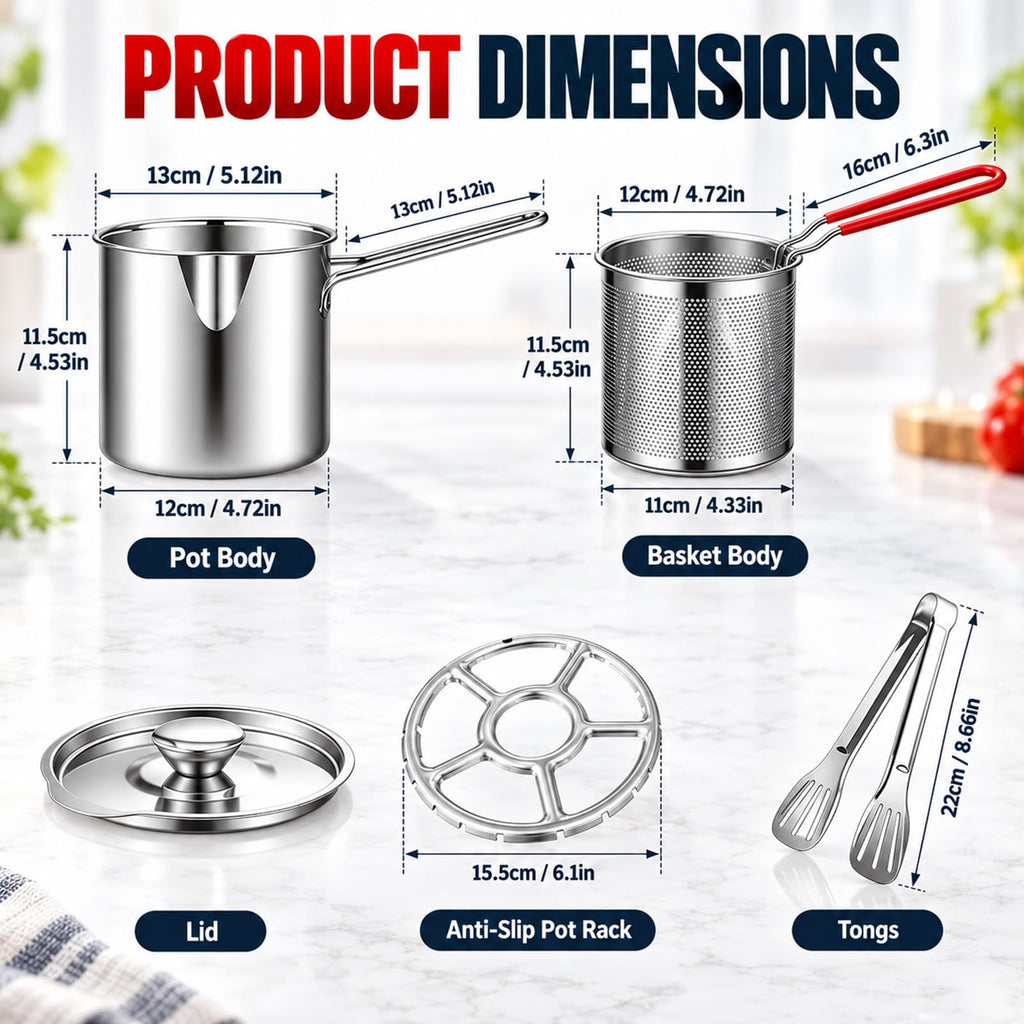 Stainless Steel Pot with Draining Basket, Five Piece Set W5814