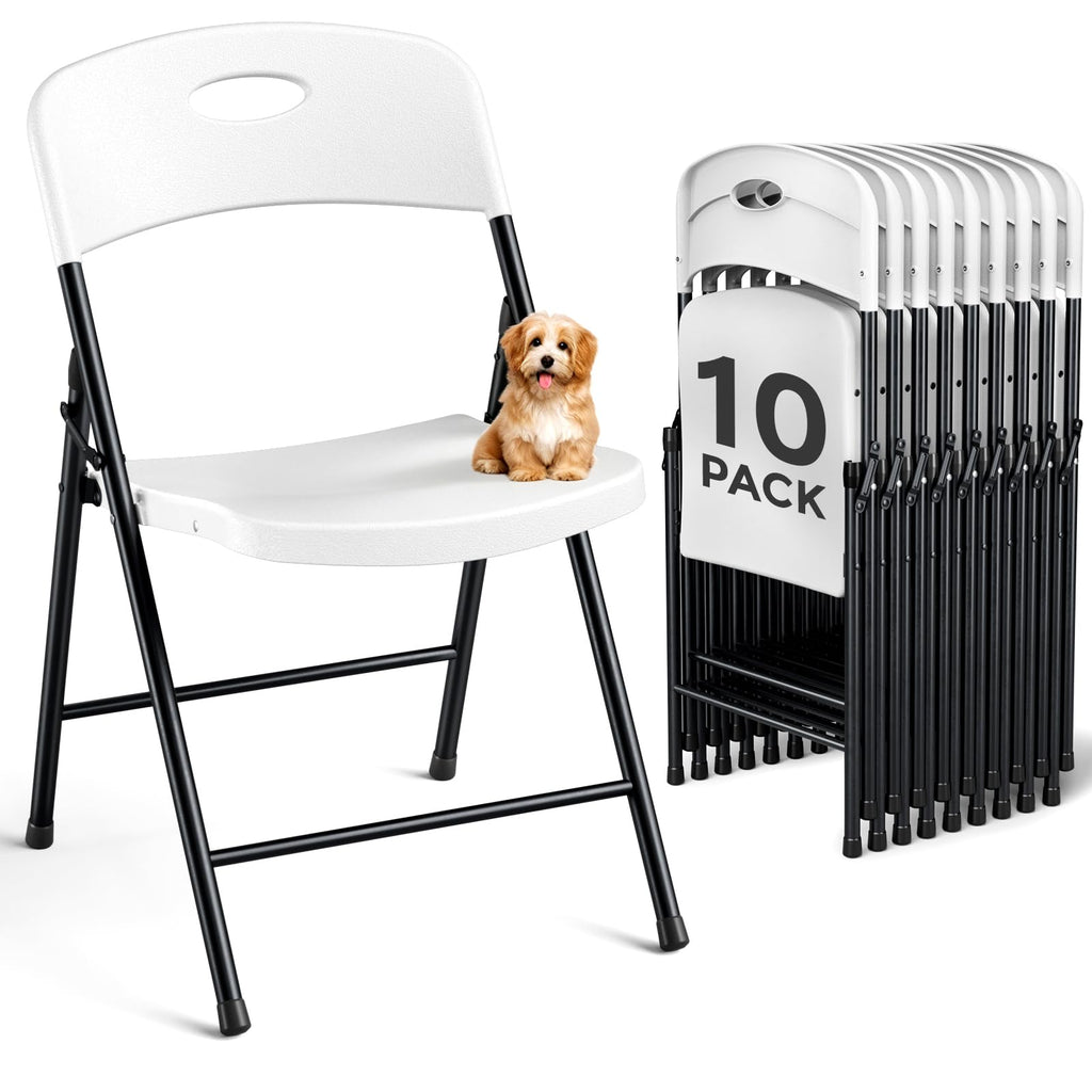White 10 Pack Plastic Folding Chair N78819