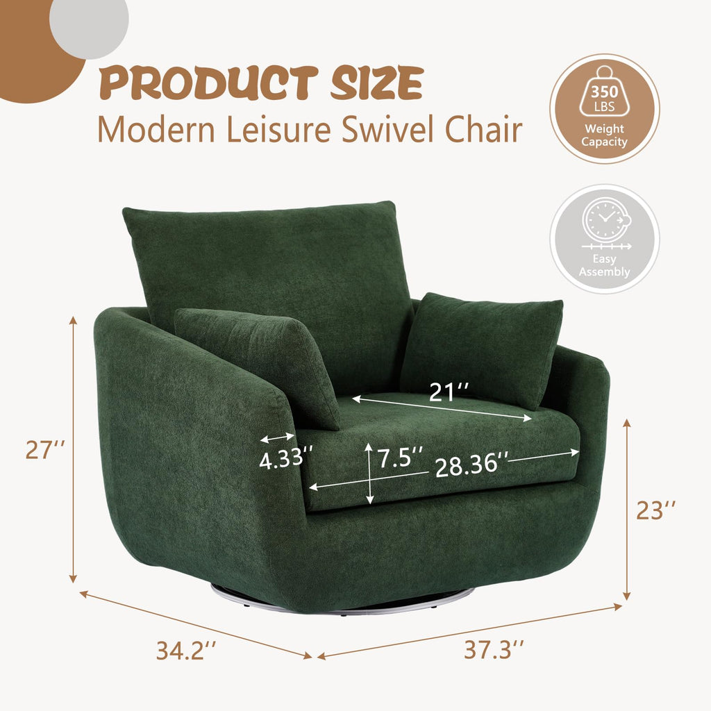 Oversized Sherpa Boucle Fabric Swivel Accent Armchair Set of 2 Y2335