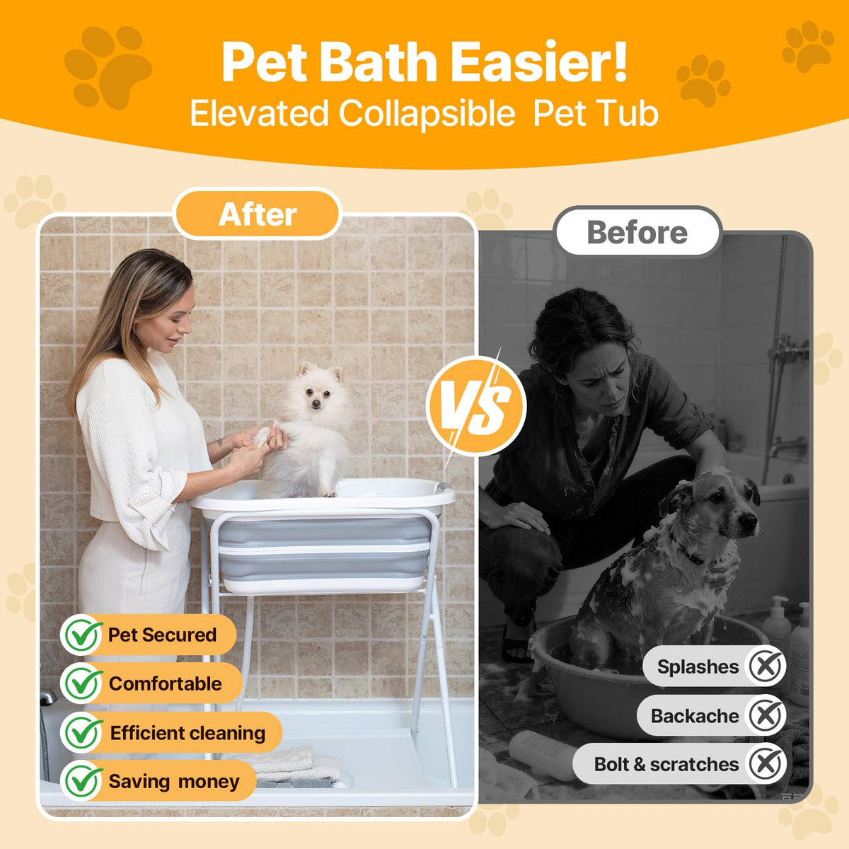 2 in 1 Collapsible Portable Dog Bath Tub O764488