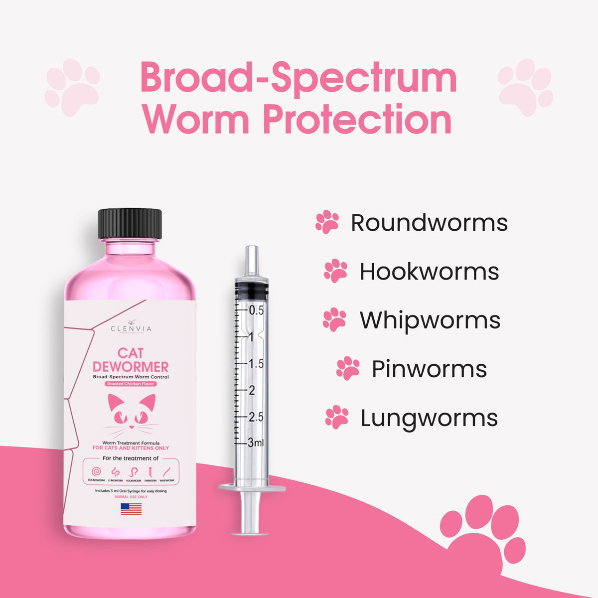 Chicken Flavor Liquid Cat Dewormer with Syringe 120ml R246785