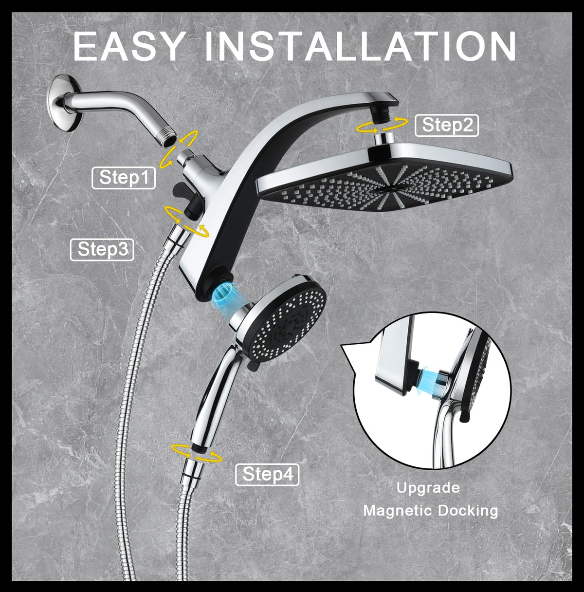 Chrome Handheld Rain Shower Head D7831