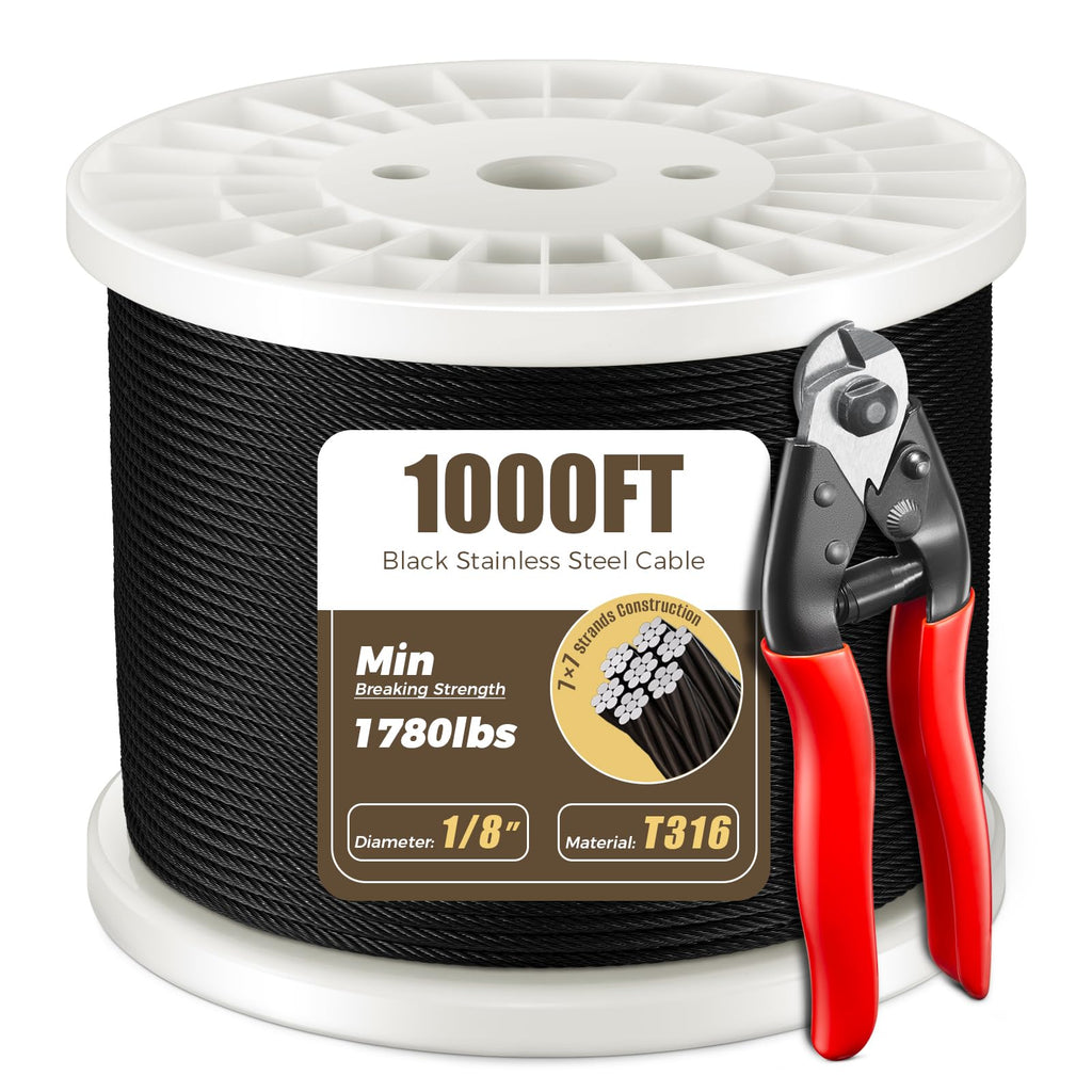 1/8" Black Stainless Steel Cable U248516